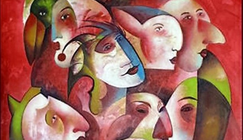 Human Birds - Antonio Pessoa 2002 ( acrylic on canvas - the romantic period ) 97 x 146 cms